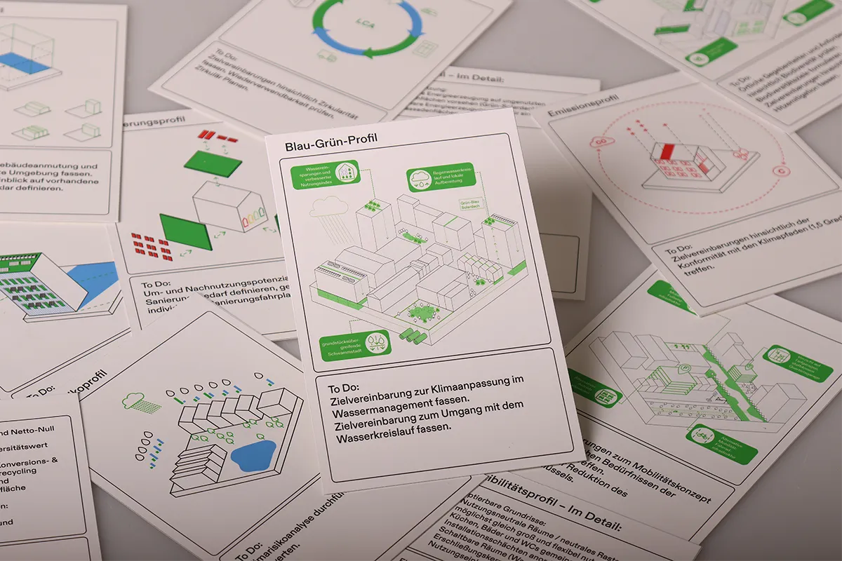 Action card Blau-Gruen-Profil