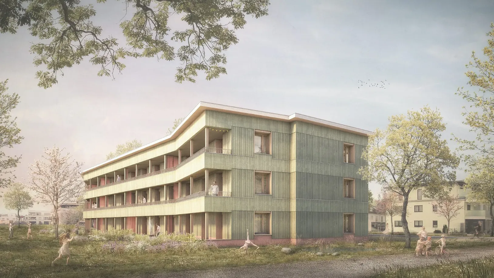 Eines der 19 Bayerischen Pilotprojekte zum Gebäudetyp-E: Haus fast ohne Heizung von Nbundm Architekten